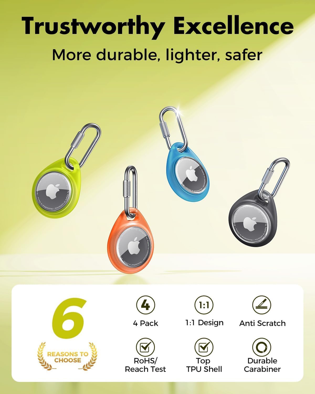 for AirTag Holder Case with Professional Carabiner, 4 Pack