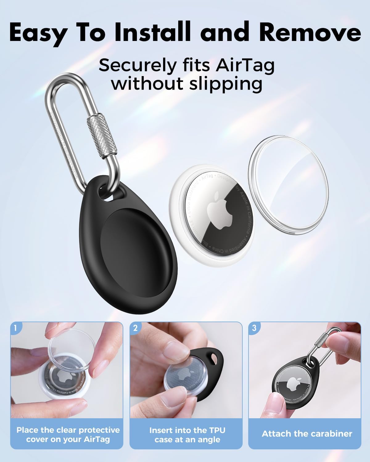 for AirTag Holder Case with Professional Carabiner, 4 Pack