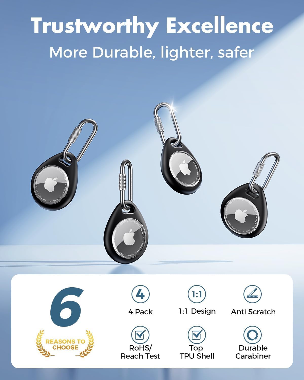 for AirTag Holder Case with Professional Carabiner, 4 Pack