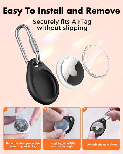 for AirTag Holder Case with Professional Carabiner, 4 Pack