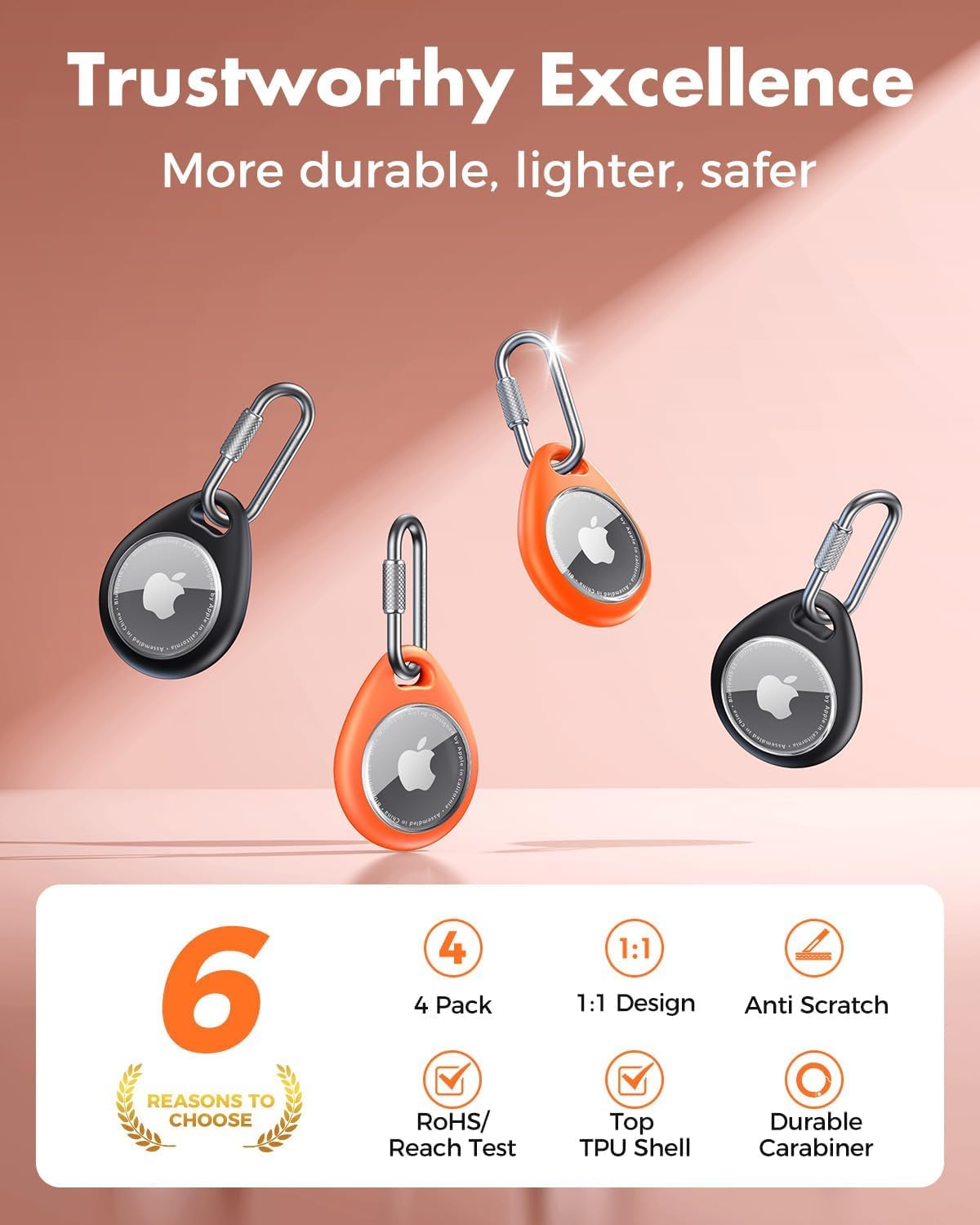 for AirTag Holder Case with Professional Carabiner, 4 Pack