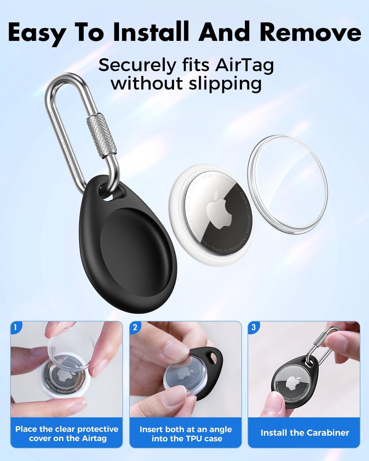 for AirTag Holder Case with Professional Carabiner, 4 Pack