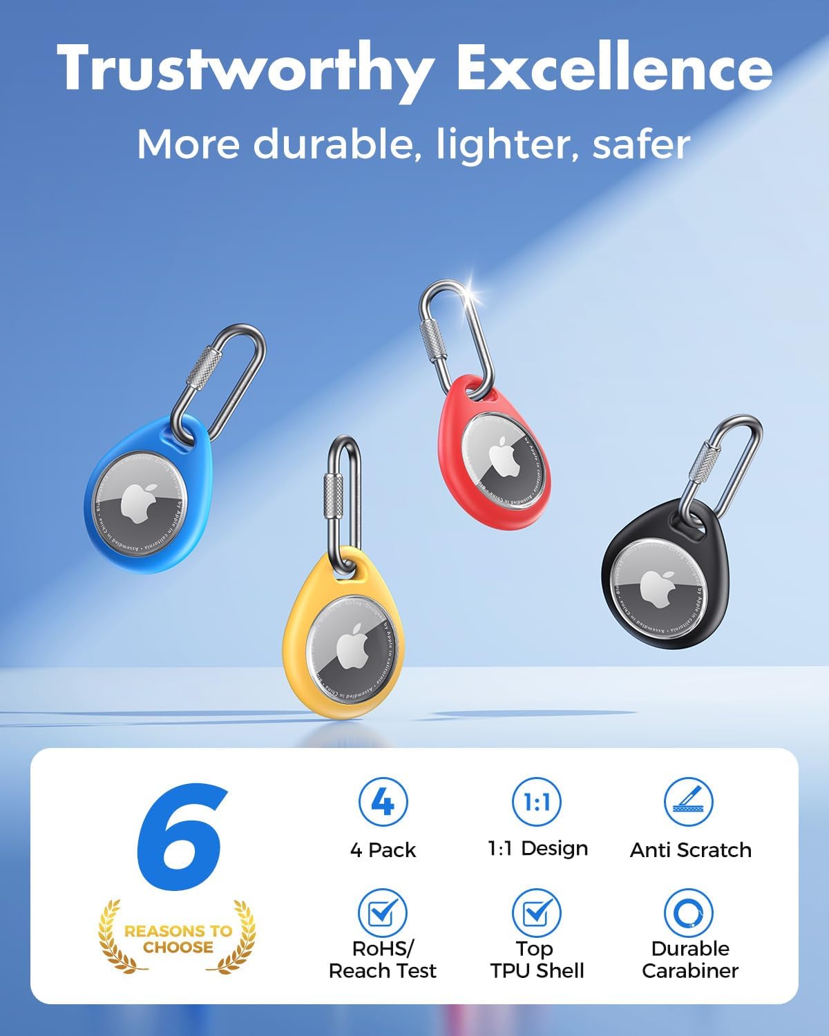 for AirTag Holder Case with Professional Carabiner, 4 Pack
