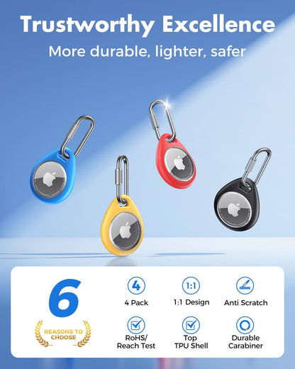 for AirTag Holder Case with Professional Carabiner, 4 Pack