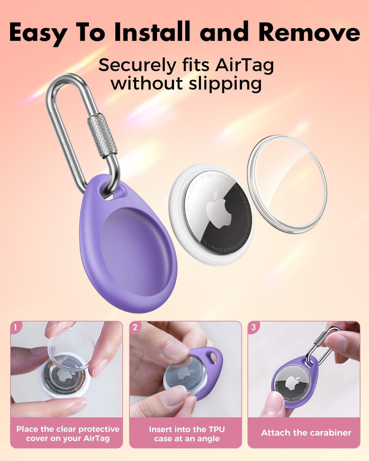for AirTag Holder Case with Professional Carabiner, 4 Pack