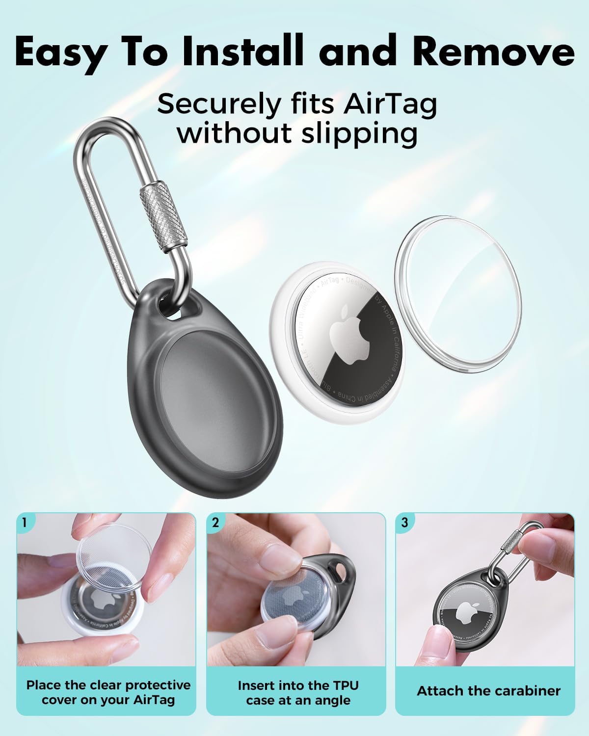 for AirTag Holder Case with Professional Carabiner, 4 Pack