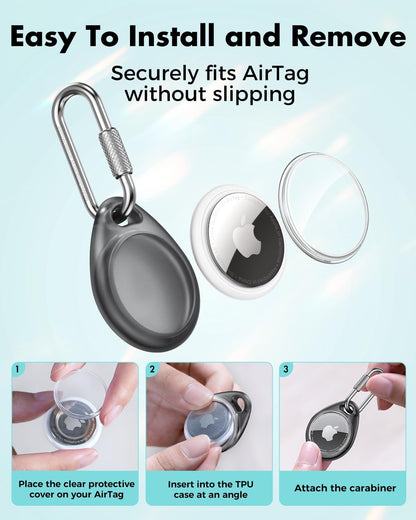 for AirTag Holder Case with Professional Carabiner, 4 Pack