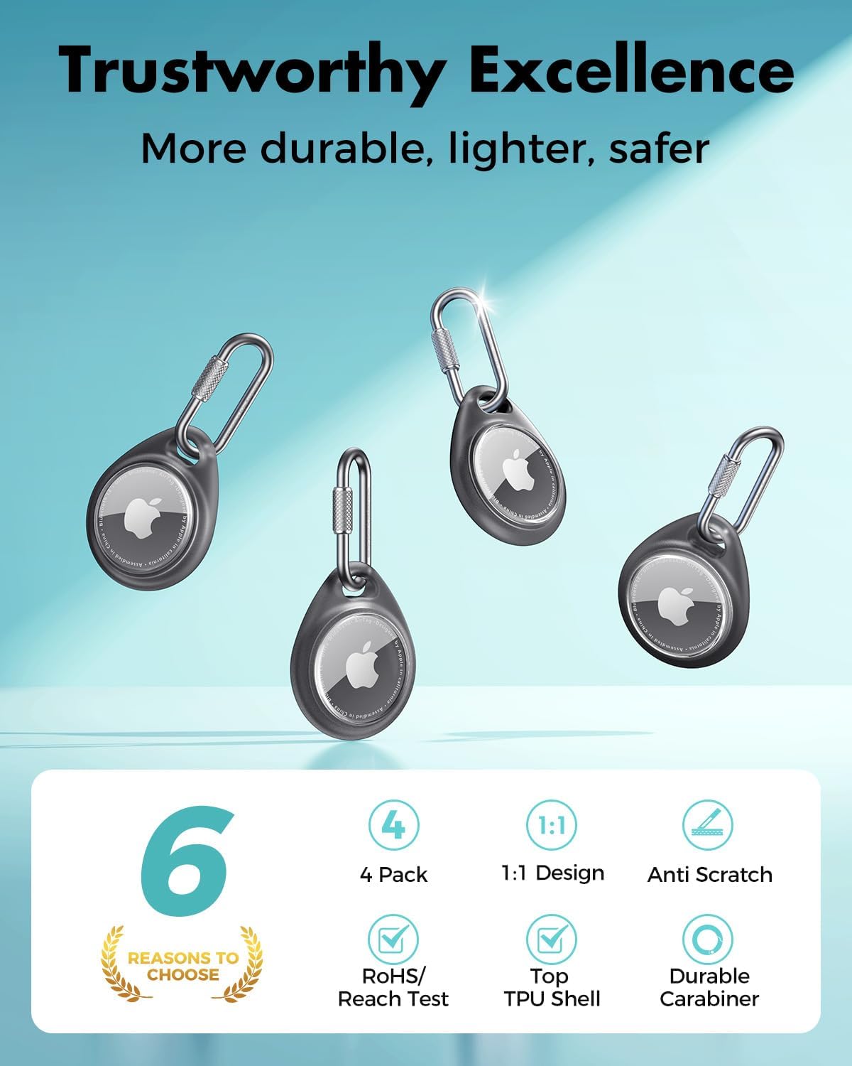 for AirTag Holder Case with Professional Carabiner, 4 Pack