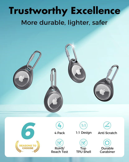 for AirTag Holder Case with Professional Carabiner, 4 Pack