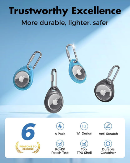 for AirTag Holder Case with Professional Carabiner, 4 Pack