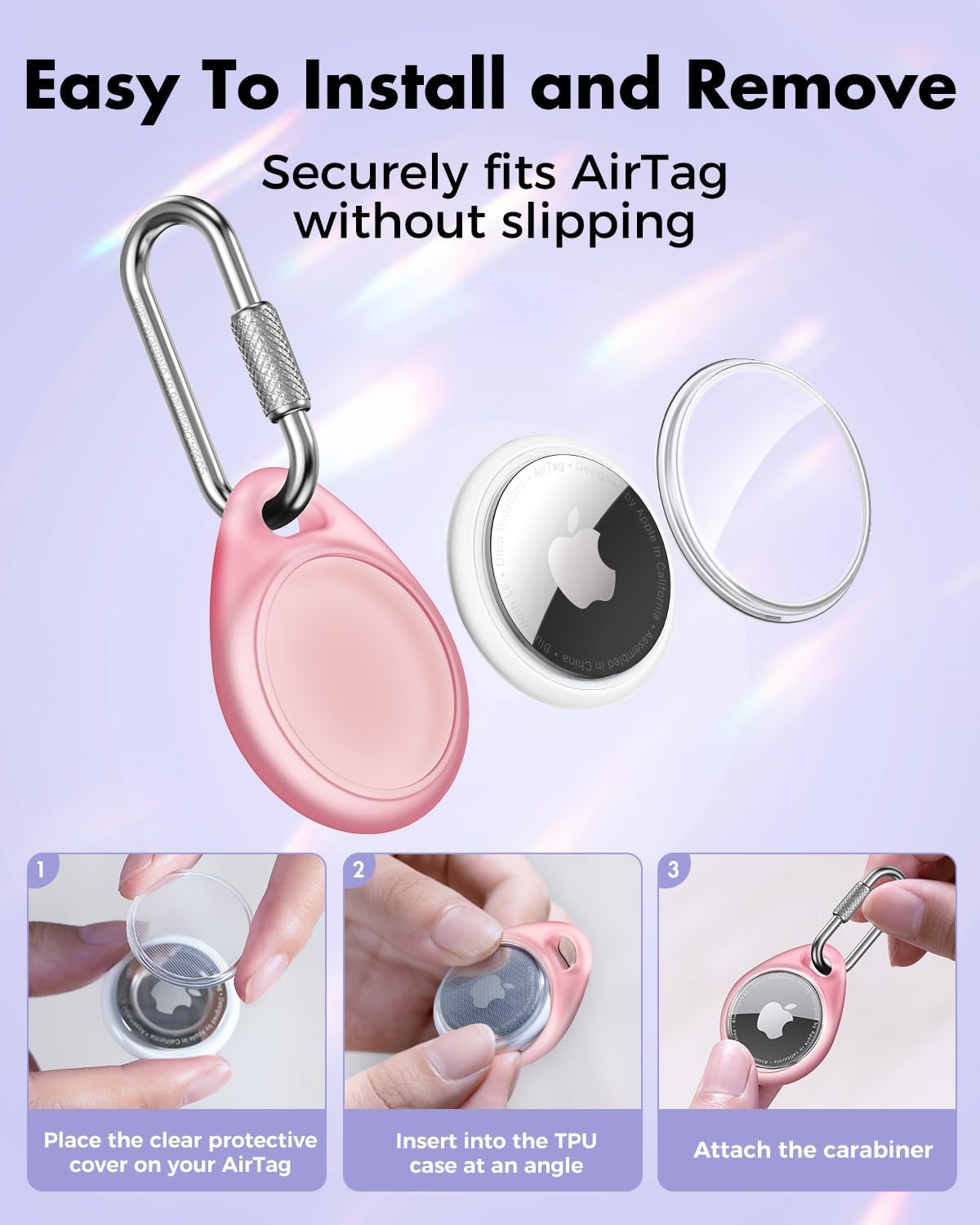 for AirTag Holder Case with Professional Carabiner, 4 Pack