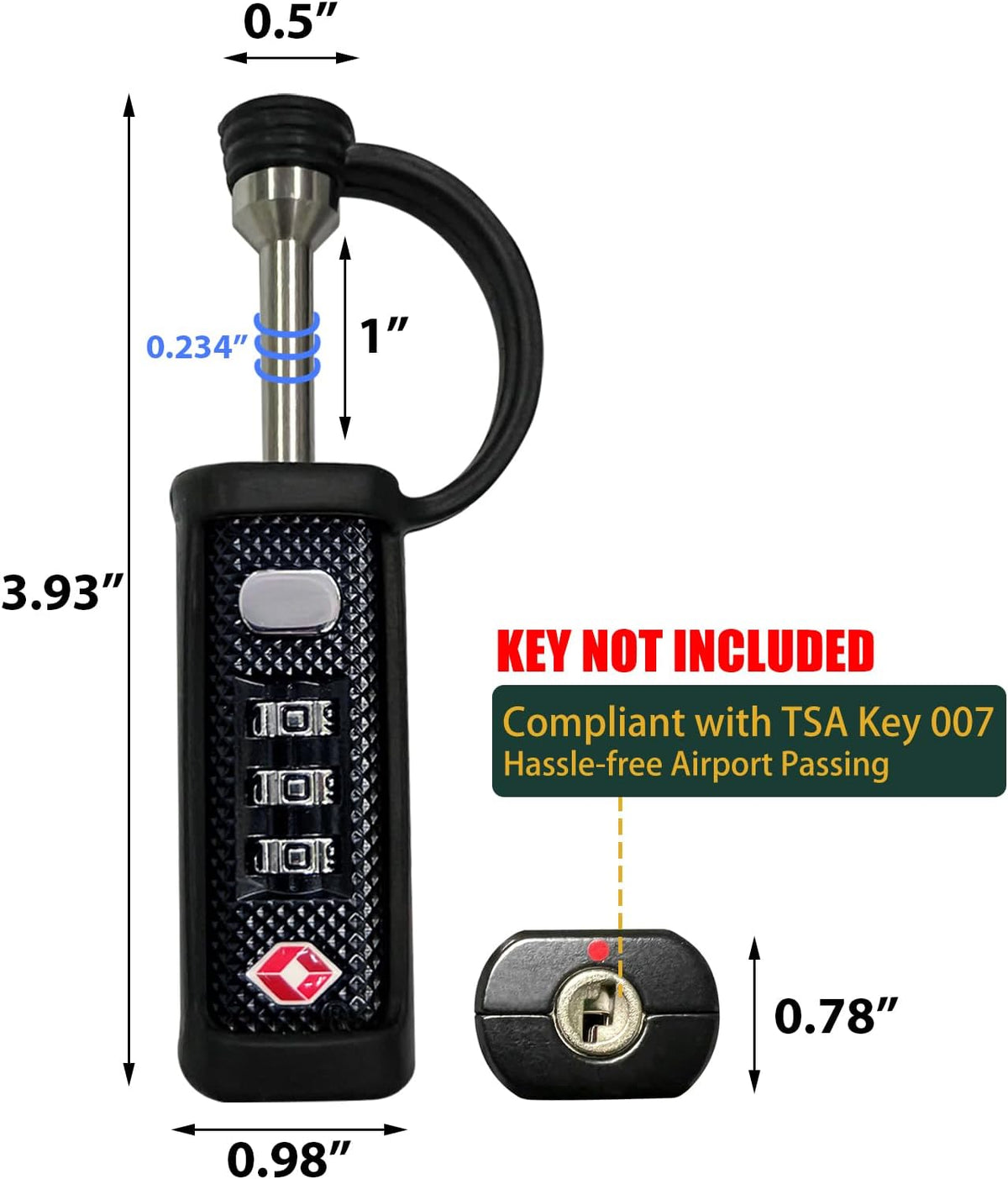 LAFENLIN TSA Lock for Gun Case, 3-Dial Combo Padlock, 2 Pack