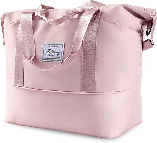 Travel Duffel Bag with Wet Pocket & Trolley Sleeve, Waterproof Expandable