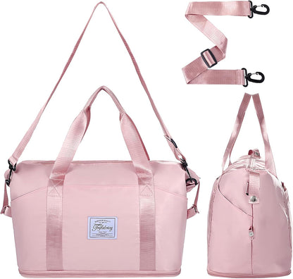 Travel Duffel Bag with Wet Pocket & Trolley Sleeve, Waterproof Expandable