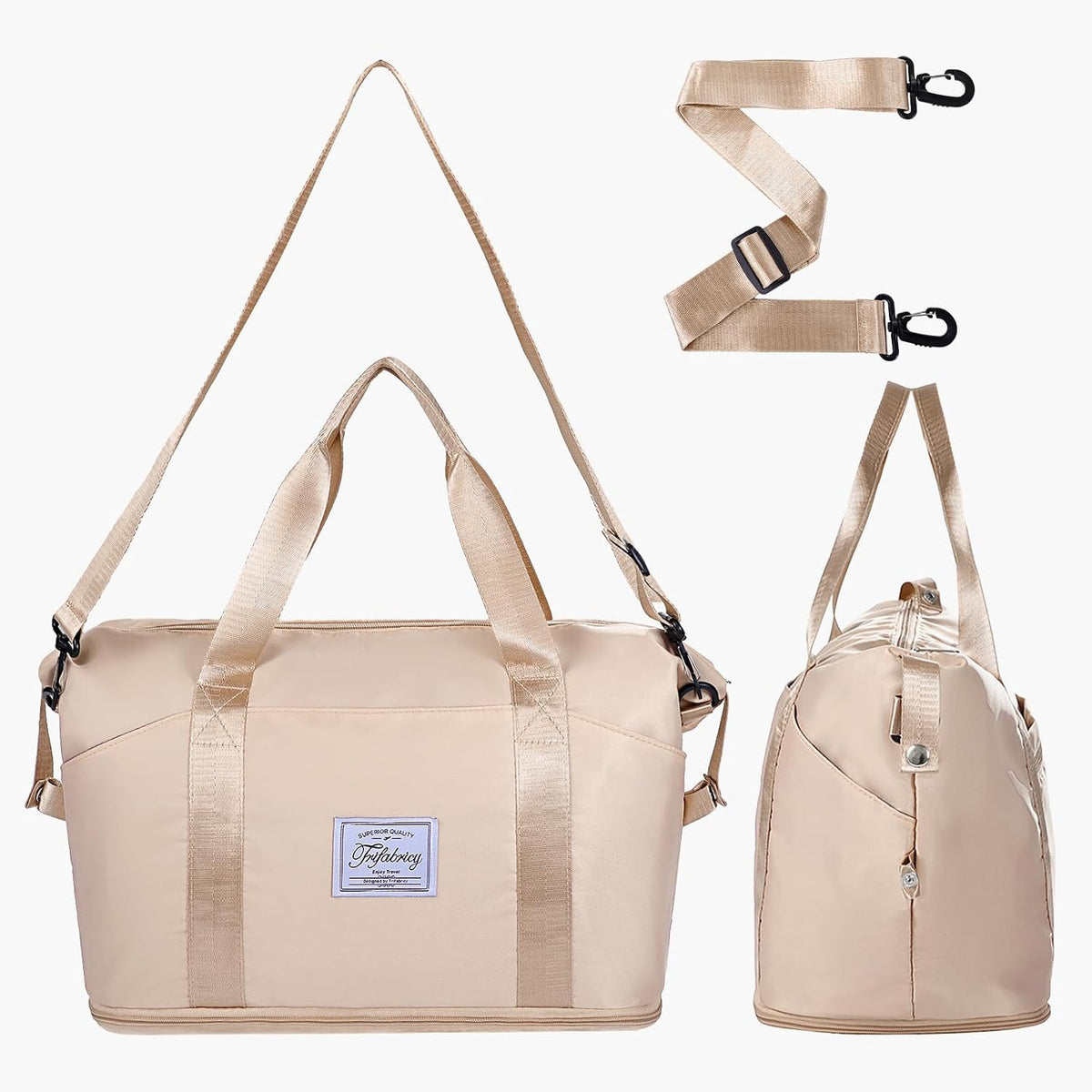 Travel Duffel Bag with Wet Pocket & Trolley Sleeve, Waterproof Expandable