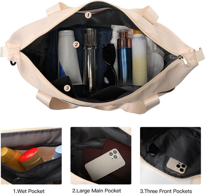 Travel Duffel Bag with Wet Pocket & Trolley Sleeve, Waterproof Expandable