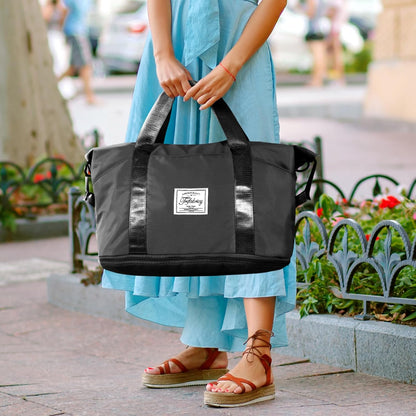 Travel Duffel Bag with Wet Pocket & Trolley Sleeve, Waterproof Expandable