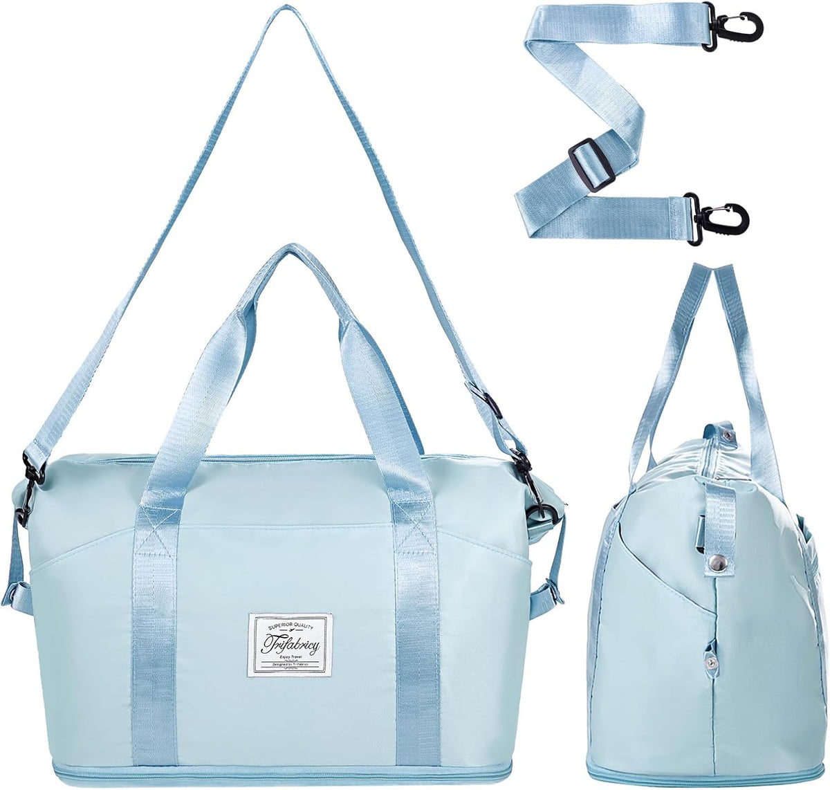 Travel Duffel Bag with Wet Pocket & Trolley Sleeve, Waterproof Expandable