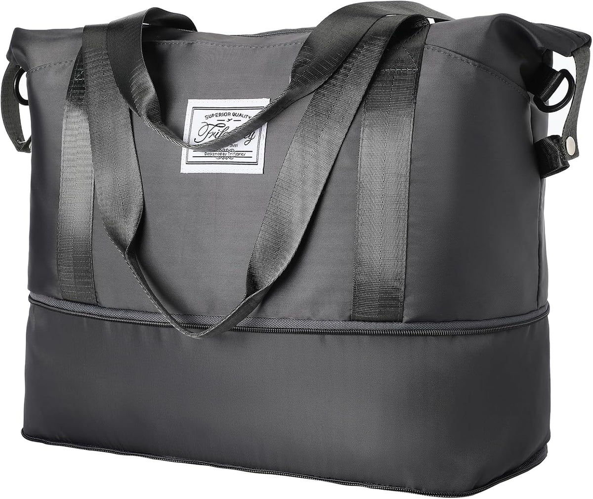 Travel Duffel Bag with Wet Pocket & Trolley Sleeve, Waterproof Expandable