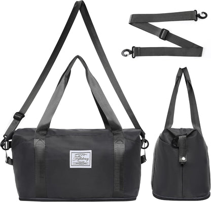 Travel Duffel Bag with Wet Pocket & Trolley Sleeve, Waterproof Expandable