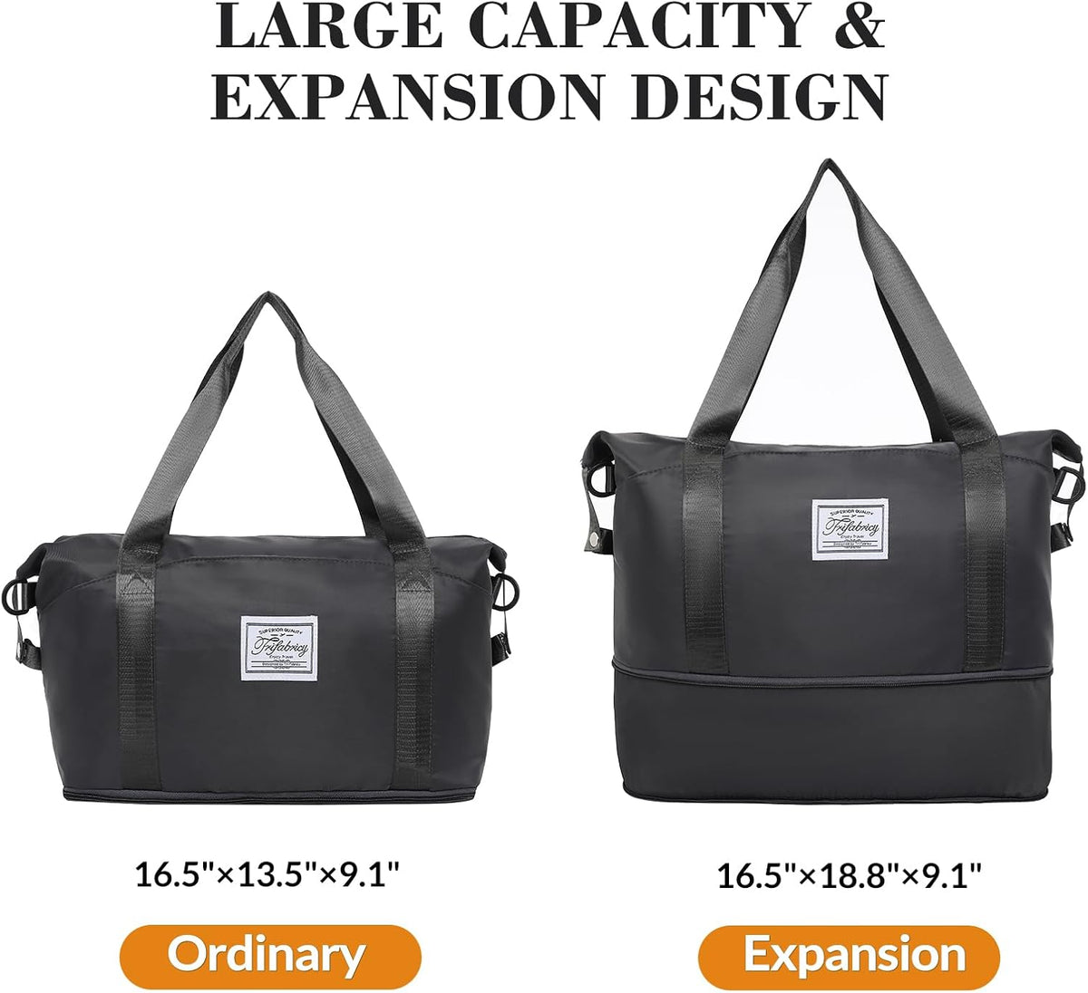 Travel Duffel Bag with Wet Pocket & Trolley Sleeve, Waterproof Expandable
