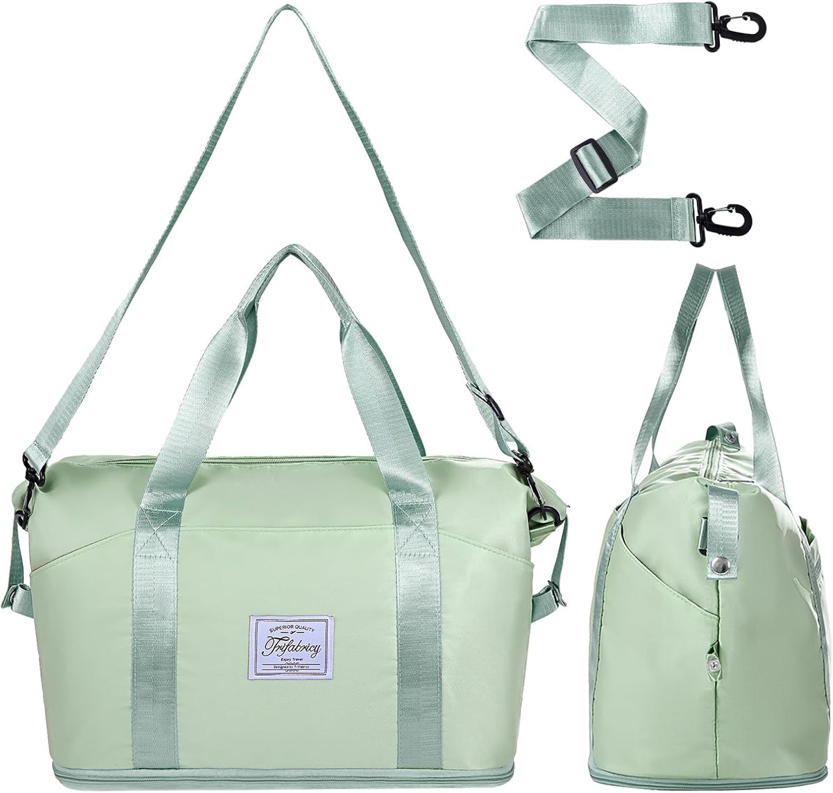 Travel Duffel Bag with Wet Pocket & Trolley Sleeve, Waterproof Expandable