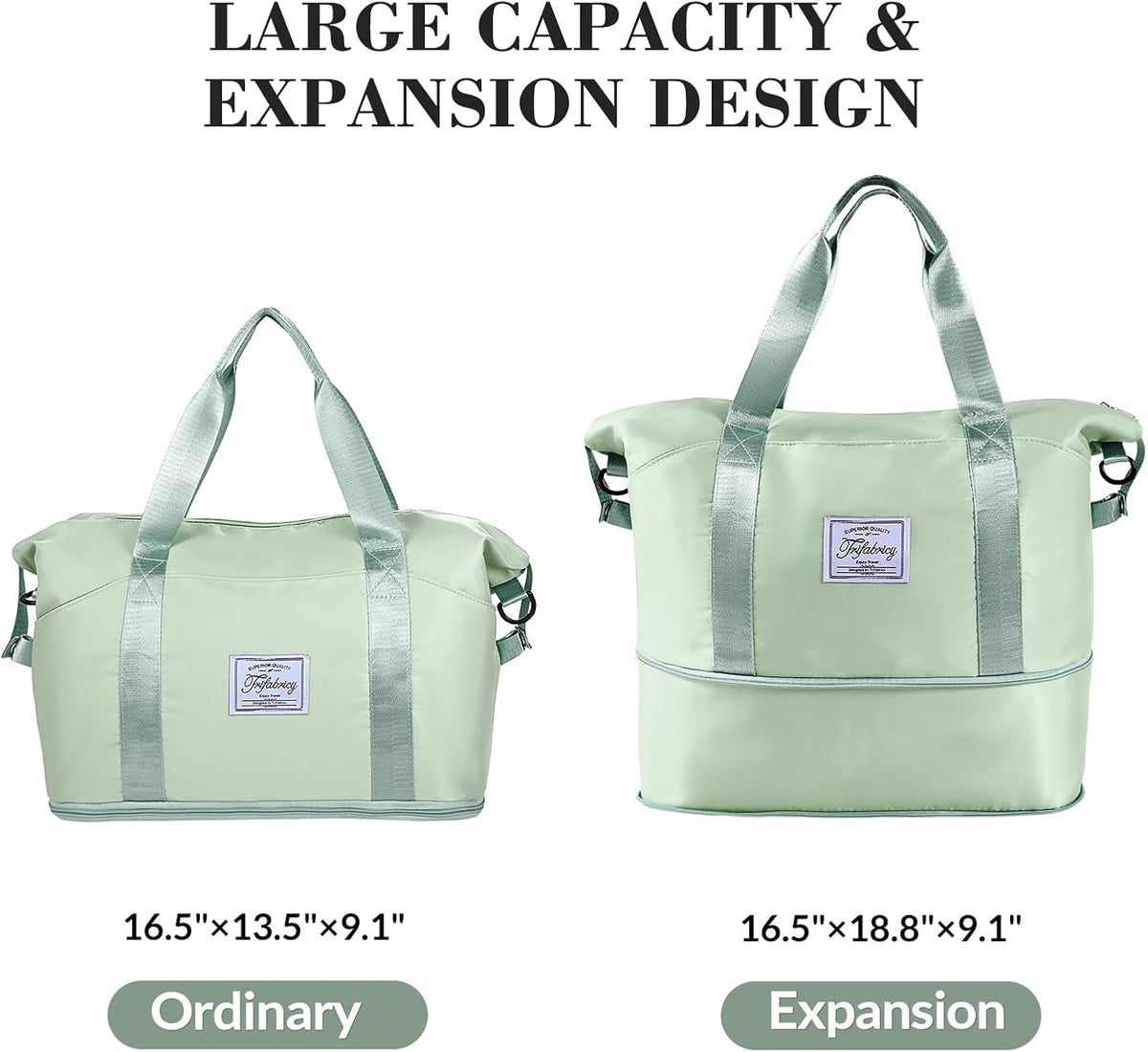 Travel Duffel Bag with Wet Pocket & Trolley Sleeve, Waterproof Expandable