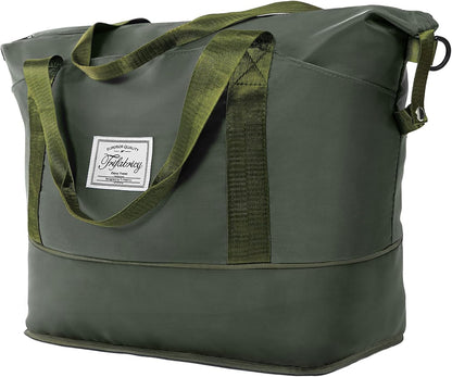 Travel Duffel Bag with Wet Pocket & Trolley Sleeve, Waterproof Expandable
