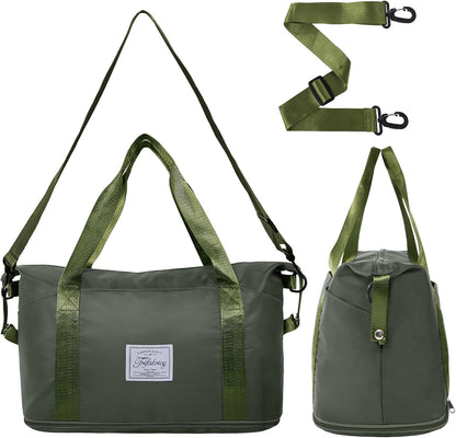 Travel Duffel Bag with Wet Pocket & Trolley Sleeve, Waterproof Expandable