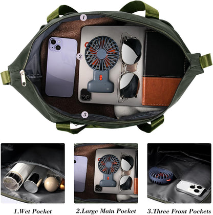 Travel Duffel Bag with Wet Pocket & Trolley Sleeve, Waterproof Expandable
