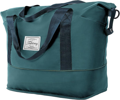 Travel Duffel Bag with Wet Pocket & Trolley Sleeve, Waterproof Expandable