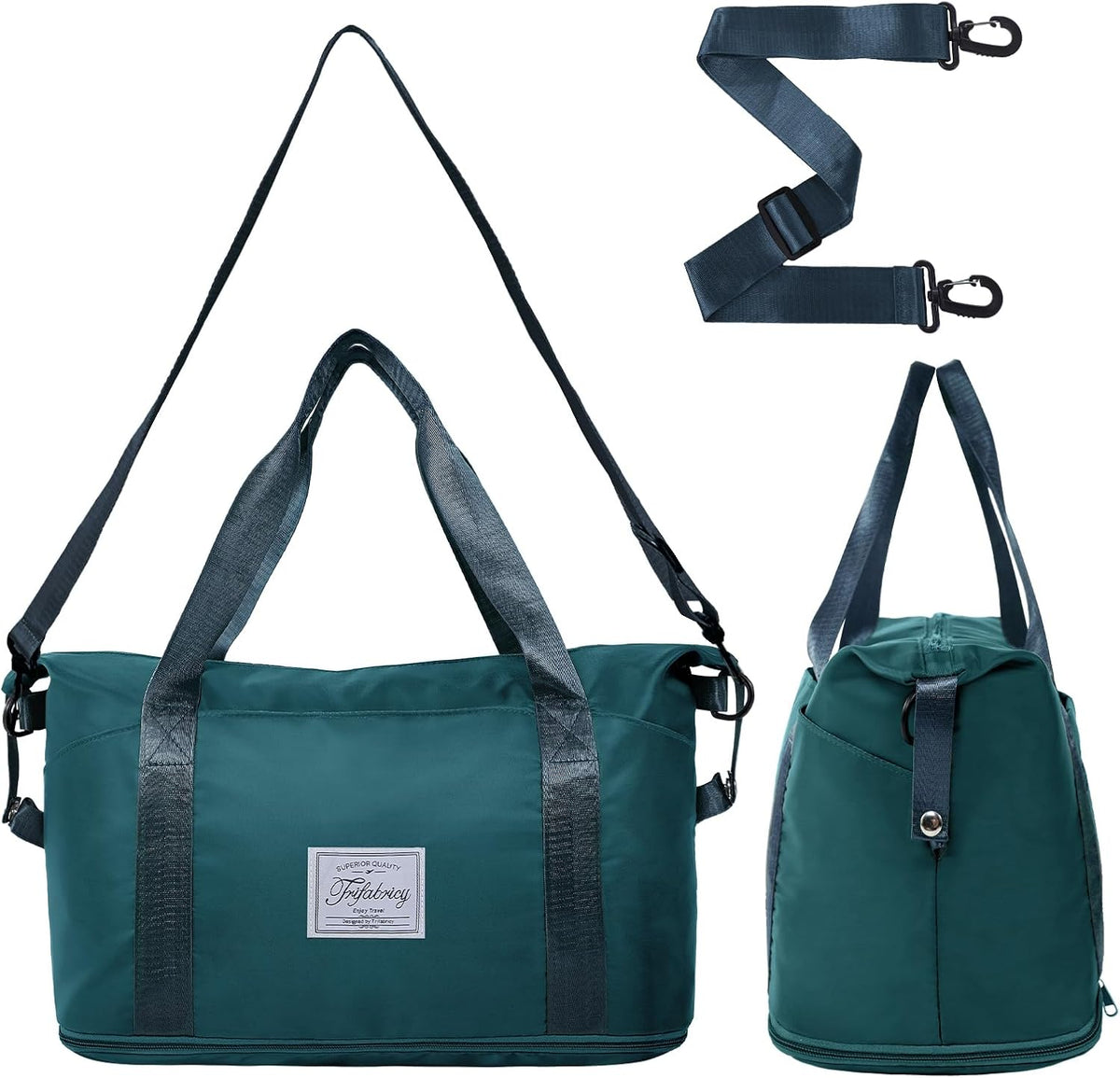 Travel Duffel Bag with Wet Pocket & Trolley Sleeve, Waterproof Expandable