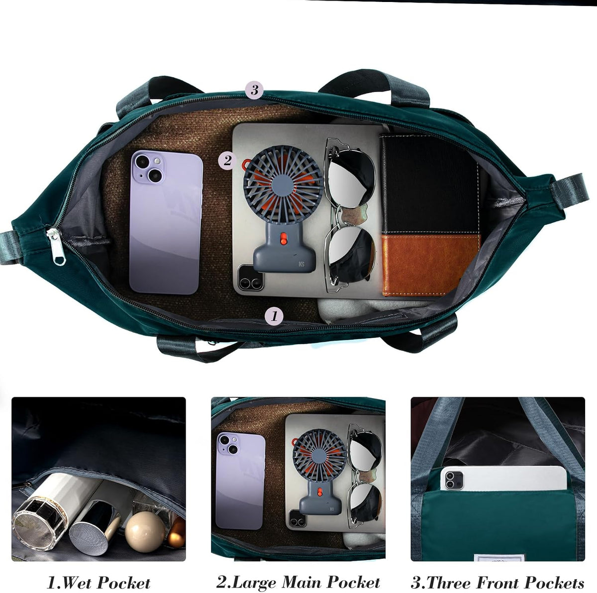 Travel Duffel Bag with Wet Pocket & Trolley Sleeve, Waterproof Expandable