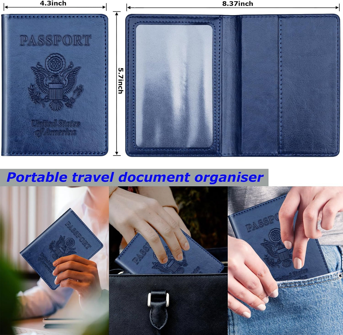 Herain Passport Holder for Travel Cruise Essentials 2 Pcs, Passport Cover Wallet Case Travel Gifts Women Men Family, Passports Book Holders Vacation Accessories Must Haves