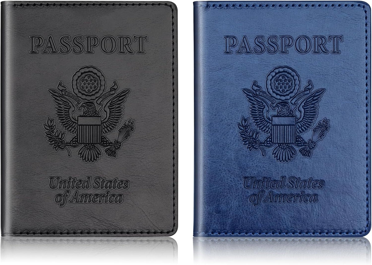 Herain Passport Holder for Travel Cruise Essentials 2 Pcs, Passport Cover Wallet Case Travel Gifts Women Men Family, Passports Book Holders Vacation Accessories Must Haves