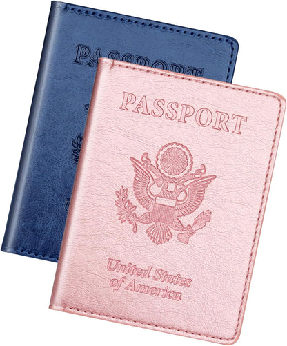 Herain Passport Holder for Travel Cruise Essentials 2 Pcs, Passport Cover Wallet Case Travel Gifts Women Men Family, Passports Book Holders Vacation Accessories Must Haves