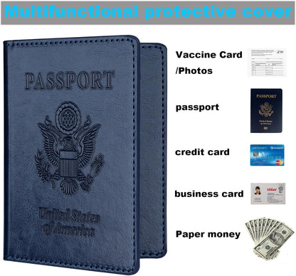 Herain Passport Holder for Travel Cruise Essentials 2 Pcs, Passport Cover Wallet Case Travel Gifts Women Men Family, Passports Book Holders Vacation Accessories Must Haves