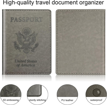 Herain Passport Holder for Travel Cruise Essentials 2 Pcs, Passport Cover Wallet Case Travel Gifts Women Men Family, Passports Book Holders Vacation Accessories Must Haves