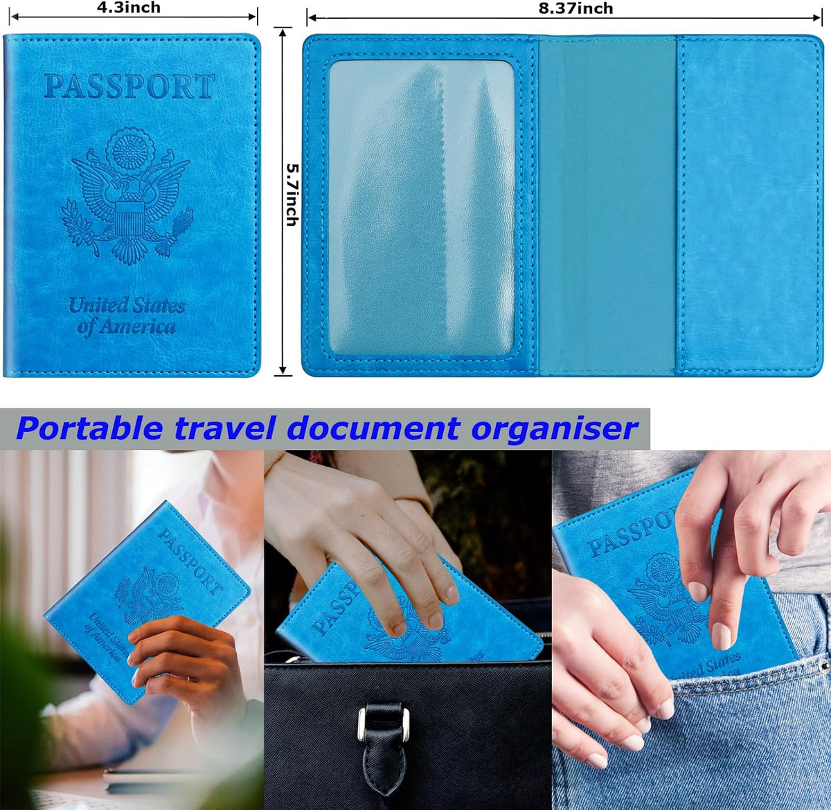 Herain Passport Holder for Travel Cruise Essentials 2 Pcs, Passport Cover Wallet Case Travel Gifts Women Men Family, Passports Book Holders Vacation Accessories Must Haves