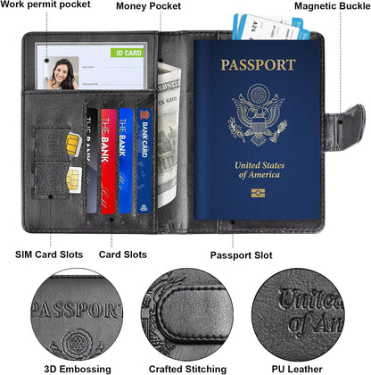 Herain Passport Holder for Travel Cruise Essentials 2 Pcs, Passport Cover Wallet Case Travel Gifts Women Men Family, Passports Book Holders Vacation Accessories Must Haves