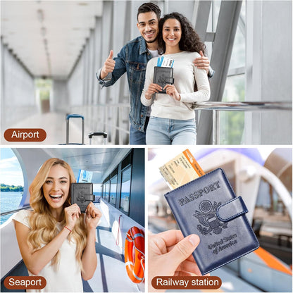 Herain Passport Holder for Travel Cruise Essentials 2 Pcs, Passport Cover Wallet Case Travel Gifts Women Men Family, Passports Book Holders Vacation Accessories Must Haves