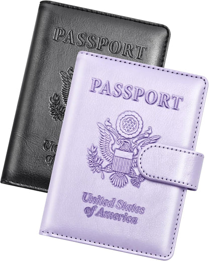 Herain Passport Holder for Travel Cruise Essentials 2 Pcs, Passport Cover Wallet Case Travel Gifts Women Men Family, Passports Book Holders Vacation Accessories Must Haves