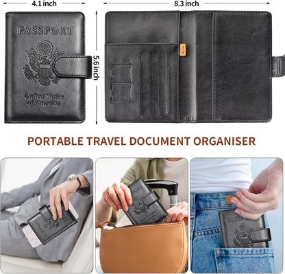 Herain Passport Holder for Travel Cruise Essentials 2 Pcs, Passport Cover Wallet Case Travel Gifts Women Men Family, Passports Book Holders Vacation Accessories Must Haves