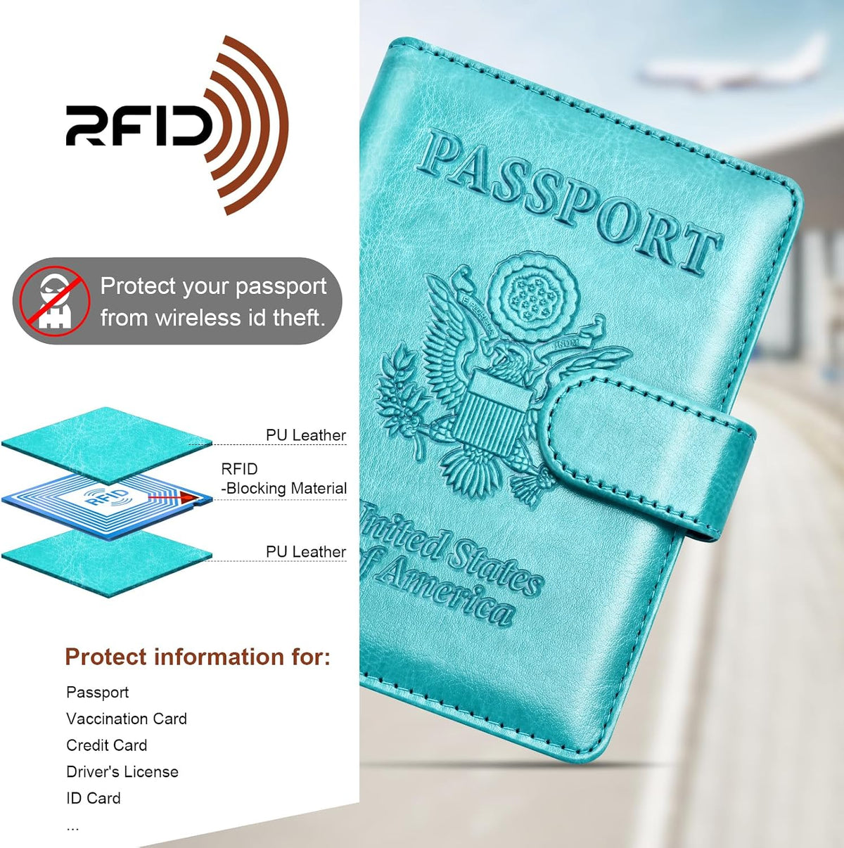 Herain Passport Holder for Travel Cruise Essentials 2 Pcs, Passport Cover Wallet Case Travel Gifts Women Men Family, Passports Book Holders Vacation Accessories Must Haves