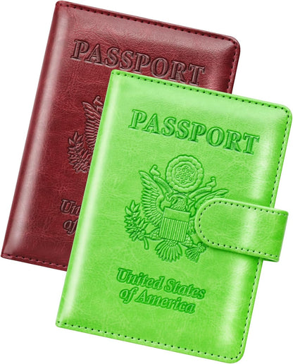 Herain Passport Holder for Travel Cruise Essentials 2 Pcs, Passport Cover Wallet Case Travel Gifts Women Men Family, Passports Book Holders Vacation Accessories Must Haves