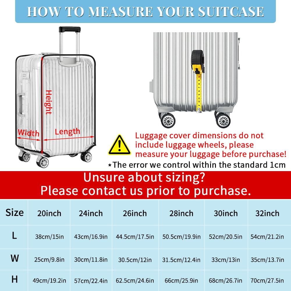 Clear PVC Suitcase Cover Protectors 30 Inch Luggage Cover Protectors for Wheeled Suitcase 30''
