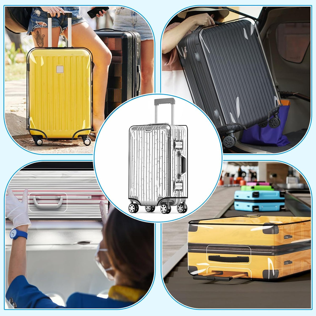 Clear PVC Suitcase Cover Protectors 30 Inch Luggage Cover Protectors for Wheeled Suitcase 30''