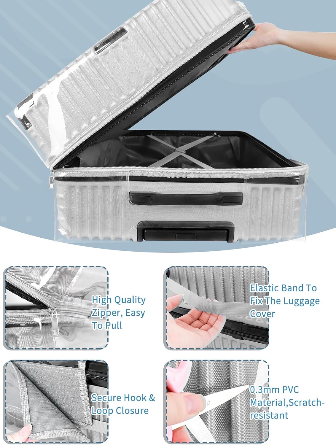 Clear PVC Suitcase Cover Protectors 30 Inch Luggage Cover Protectors for Wheeled Suitcase 30''