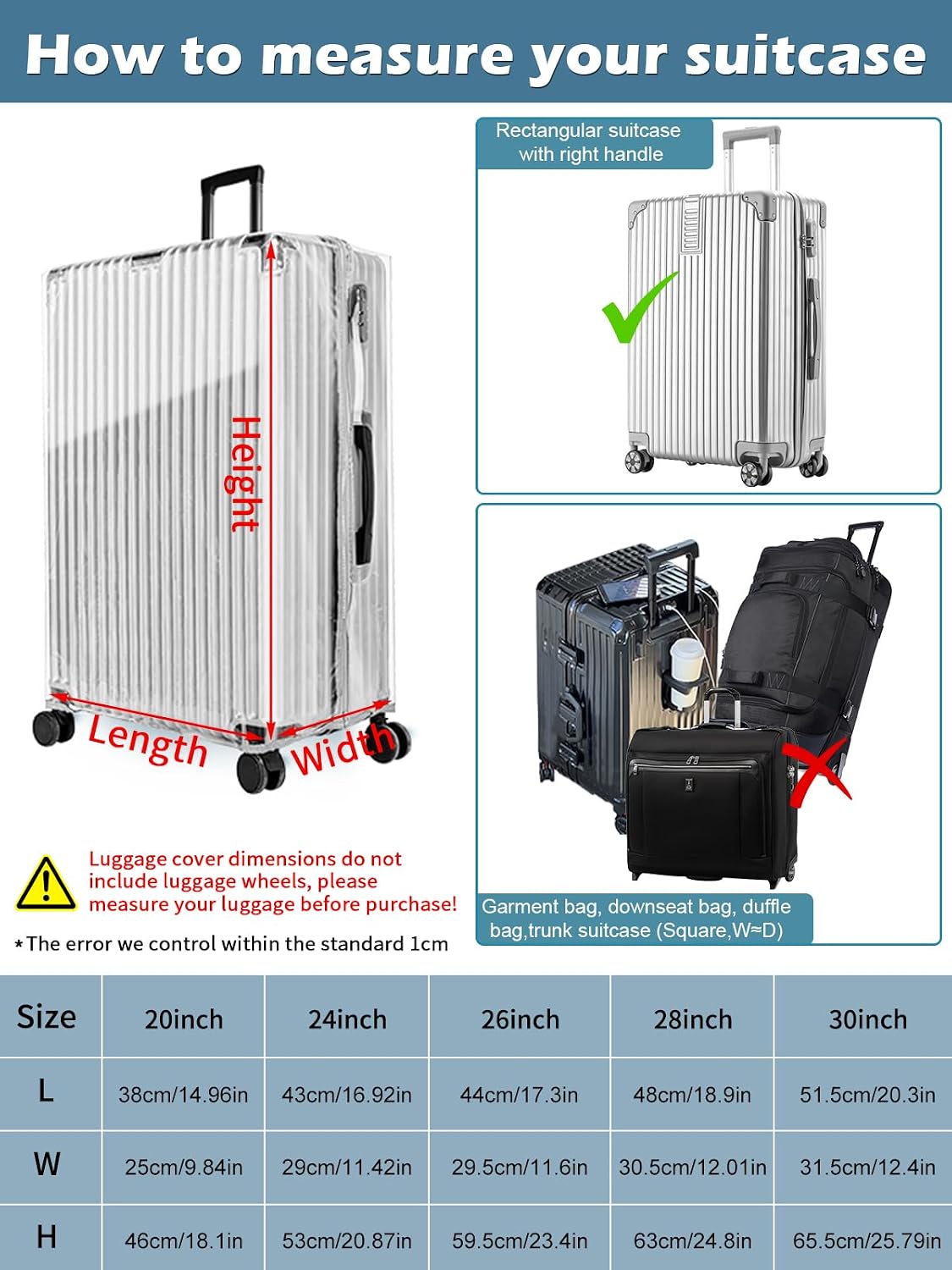 Clear PVC Suitcase Cover Protectors 30 Inch Luggage Cover Protectors for Wheeled Suitcase 30''