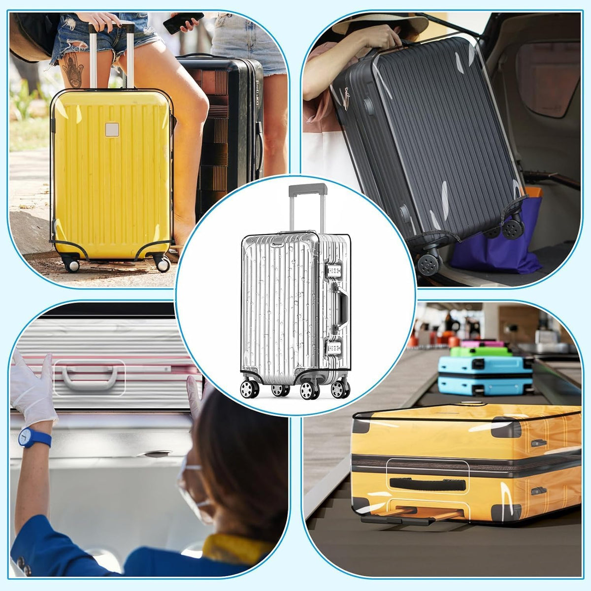 Clear PVC Suitcase Cover Protectors 30 Inch Luggage Cover Protectors for Wheeled Suitcase 30''